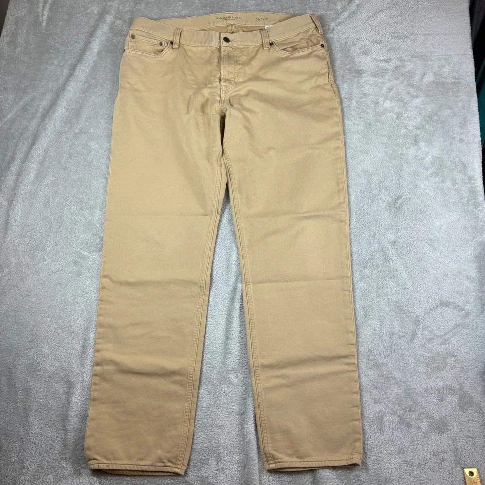 Banana‎ Republic Pants Mens 38x34 (Fits 38x33) Traveler Slim Tan Khaki Stretch